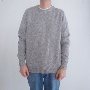 Vintage St John's Bay Gray Preppy 100% Cotton Knit Ribbed Crewneck Sweater XL